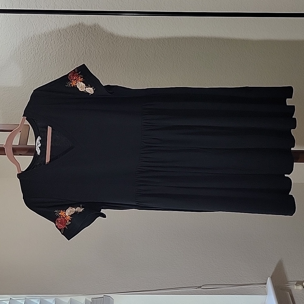 Black embroidered dress